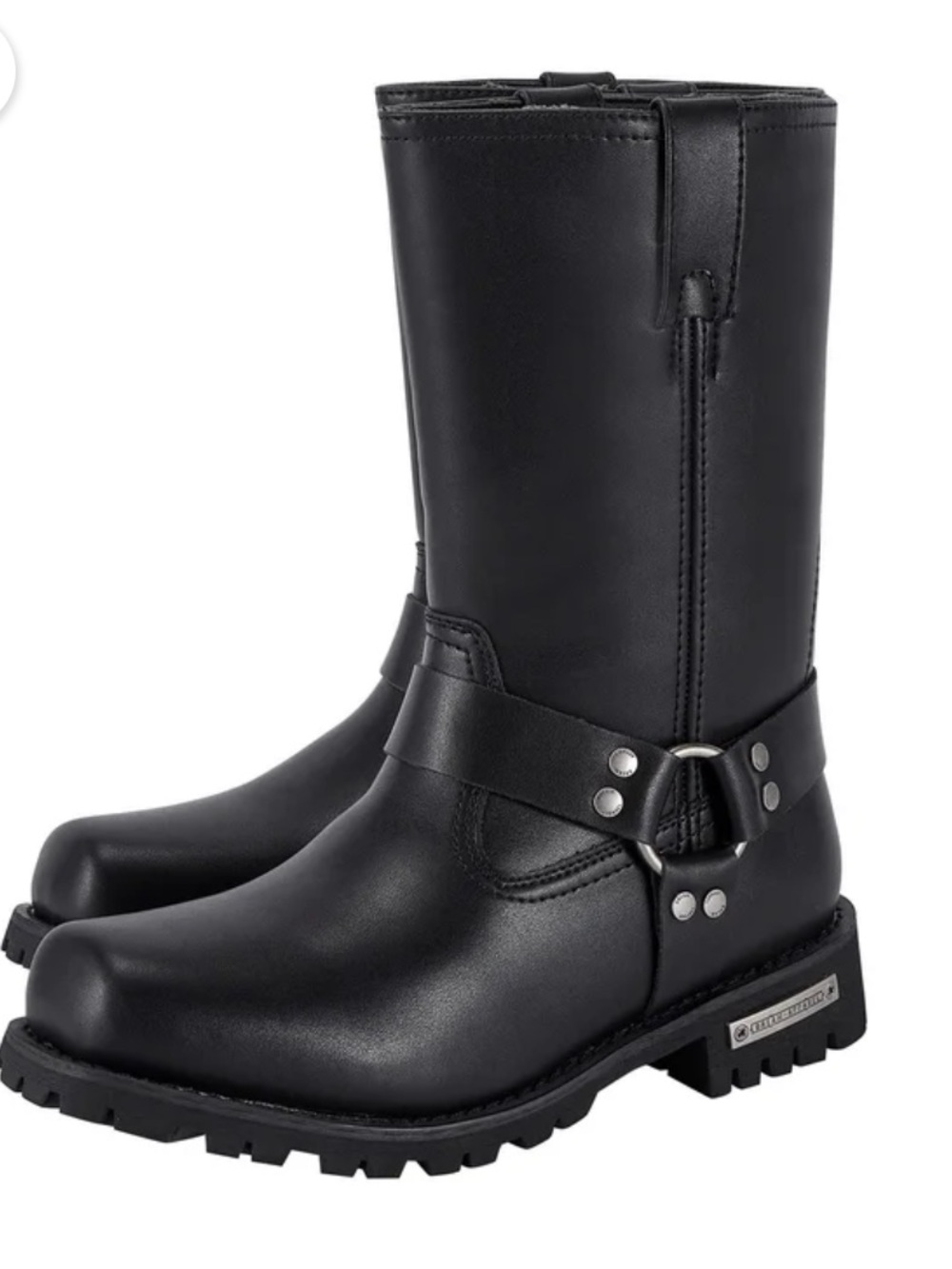 Men's Black motorcycle  Boots with Rugged Lug Sole